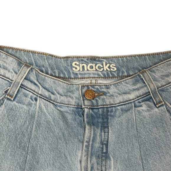 Mother Snacks Double Pleated Fun Dip Short Fray Denim Shorts. Sz: 25 - Picture 4 of 13